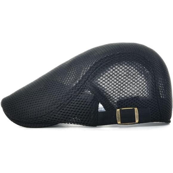 Men Breathable Mesh Summer Hat Adjustable Newsboy Beret Ivy Cabbie Flat Cap - Picture 2 of 8